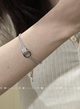 精致超闪圆圈满钻锆石手链ins轻奢小众设计精致手饰闺蜜同款配饰