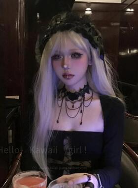 暗黑系复古黑色蕾丝脖子项链女项圈流苏吊坠颈带choker万圣节配饰