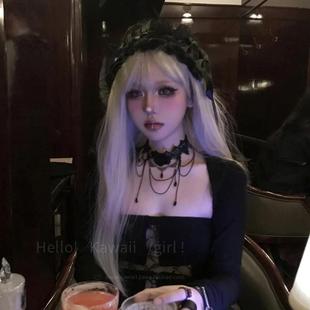 暗黑系复古黑色蕾丝脖子项链女项圈流苏吊坠颈带choker万圣节配饰