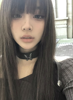 古早涩谷千禧辣妹蝴蝶皮质颈链