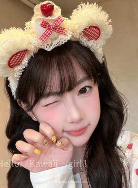 甜美少女可爱毛绒小熊耳朵发箍