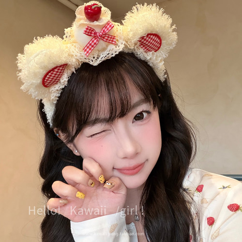 甜美少女可爱毛绒小熊耳朵发箍