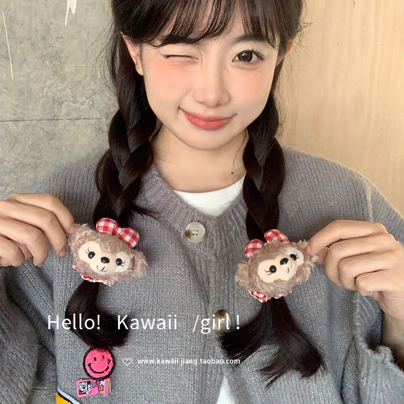 可爱雪莉玫毛绒发圈发绳毛绒发饰