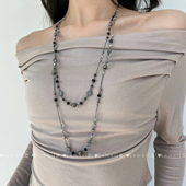 复古辣妹做旧双层串珠项链y2k小众高级感叠戴毛衣链气质百搭颈链