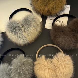 韩系仿貂毛毛绒耳罩女冬加厚保暖骑行大头护耳防寒耳套耳暖耳捂子