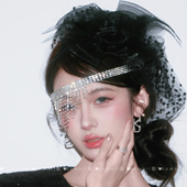 赫本风黑色波点网纱小礼帽民国复古千金发夹宴会新娘婚纱拍照发饰