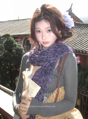 森系文艺感紫色花朵发簪新中式国风旗袍汉服头饰云南大理旅游发饰