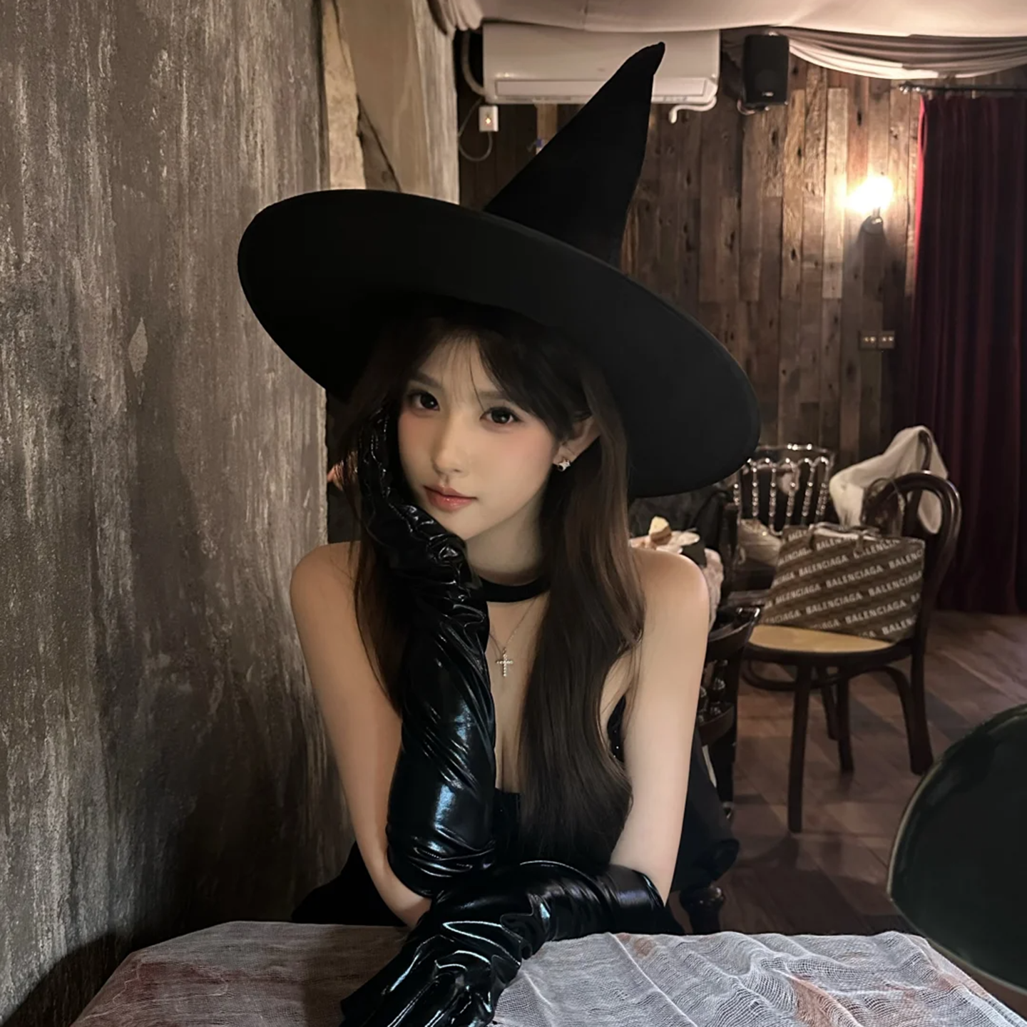 万圣节cosplay暗黑女巫魔法帽