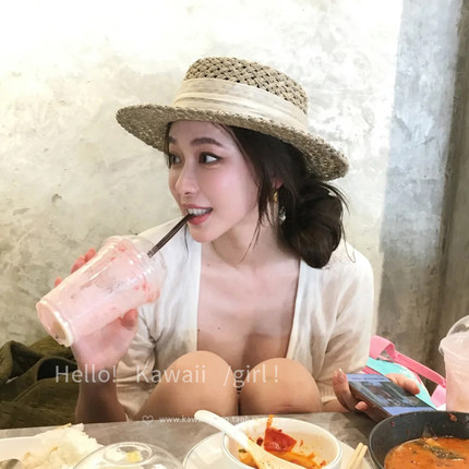 法式老钱风缎带镂空草帽平顶女复古英伦海边沙滩度假遮阳防晒帽夏