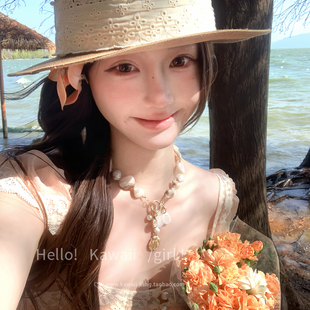 海边度假风海螺贝壳项链女小众设计感夸张锁骨链春天独特漂亮颈链