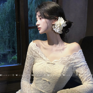 甜美纯欲风白色茉莉花发夹森系清冷氛围感侧边夹汉服旗袍拍照配饰