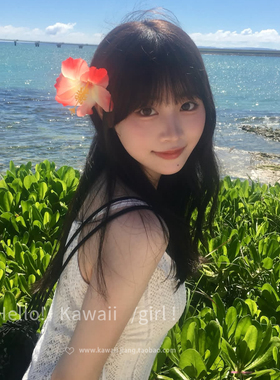 海边度假风仿真橙色渐变扶桑花发夹女刘海夹侧边鸭嘴夹子发卡头饰
