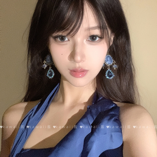 气质夸张耳钉矜贵感宴会晚礼服耳饰 复古宫廷风巴洛克流苏耳环法式
