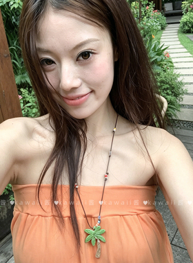 夏日多巴胺彩珠椰树项链
