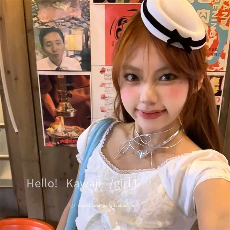 黑白丝绒蝴蝶结小礼帽水手帽子