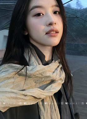 藤井树同款棉麻褶皱围巾