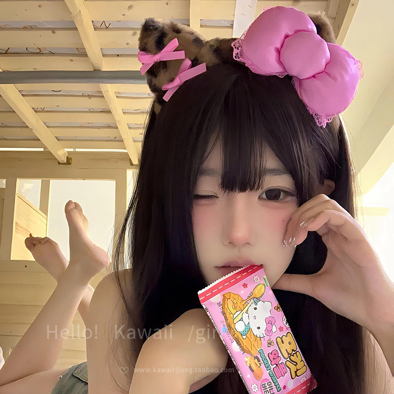 甜酷风粉色蝴蝶结豹纹kitty发箍可爱毛绒猫耳头箍y2k千禧辣妹发饰,饰品/流行首饰/时尚饰品新,发饰,淘宝优惠券,粉丝福利购,淘宝优惠卷
