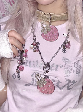 甜酷少女多巴胺草莓闪闪项链