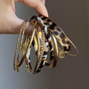 古早感涩谷辣妹豹纹叠戴手镯复古欧美个性 手环小众高级感百搭手饰