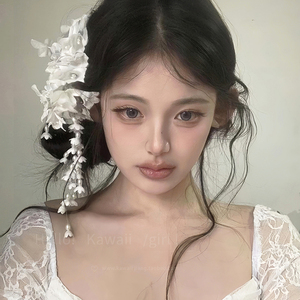 白月光铃兰花流苏发夹新中式国风汉服头饰侧边夹配饰花朵新娘发饰