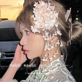 新中式 森系铃兰花朵流苏发夹新娘写真发饰侧边夹网红拍照夸张配饰