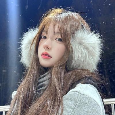 毛绒保暖灰色仿狐狸毛耳罩