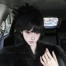 赫本风千金黑色网纱小礼帽发夹法式名媛聚会气质头饰拍照遮面发饰