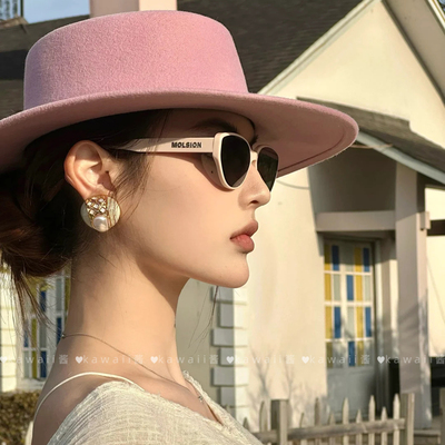 英伦风复古粉色羊毛呢平顶礼帽