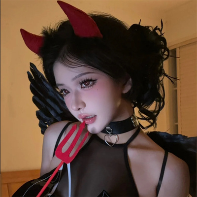 万圣节头饰红色小恶魔牛角发箍