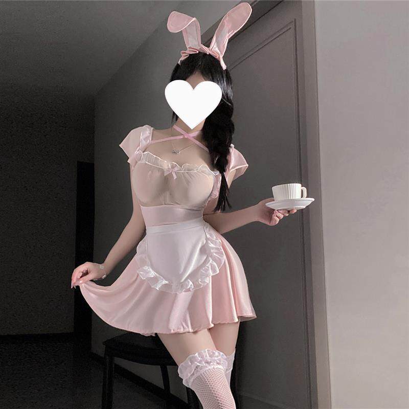 角色扮演女仆女佣制服夜店性感辣妹透视网纱方领花边短裙围裙套装