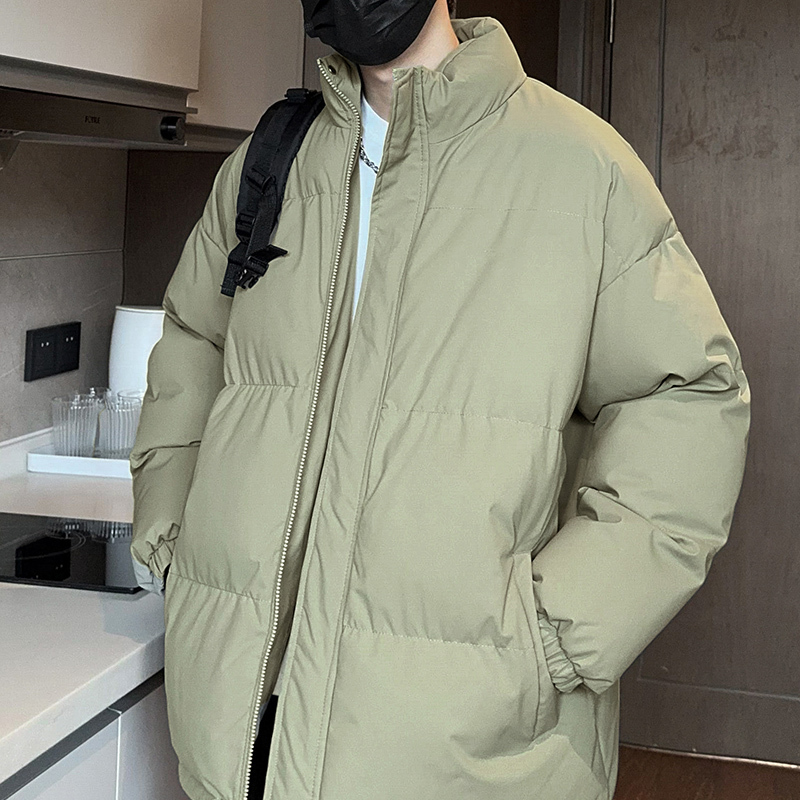 纯色情侣面包服棉衣门襟潮牌二开立领