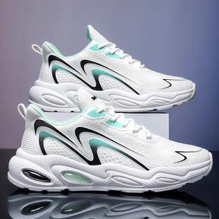 青少年运动鞋男初中学生夏季透气网面薄款厚底内增高夏天鞋子男款