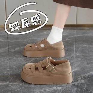大码 厚底两穿勃肯鞋 春夏脚宽脚胖配裙子单鞋 女罗马凉鞋 2025新款