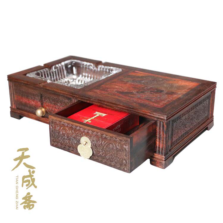 老挝红酸枝红木烟灰缸实木质新中式实用创意大号复古家用创意摆件
