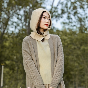 羊毛帽子围脖一体男女秋冬季加厚针织护耳脖套保暖连帽假领子围巾
