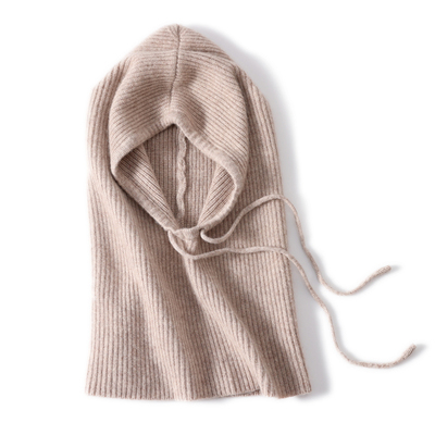 新款羊毛绒针织围脖连帽子女加厚脖套秋冬季男款巴拉克拉法保暖帽