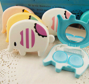 美瞳盒套装 可爱象 双联盒 护理盒 眼镜盒伴侣盒 美瞳隐形眼镜盒