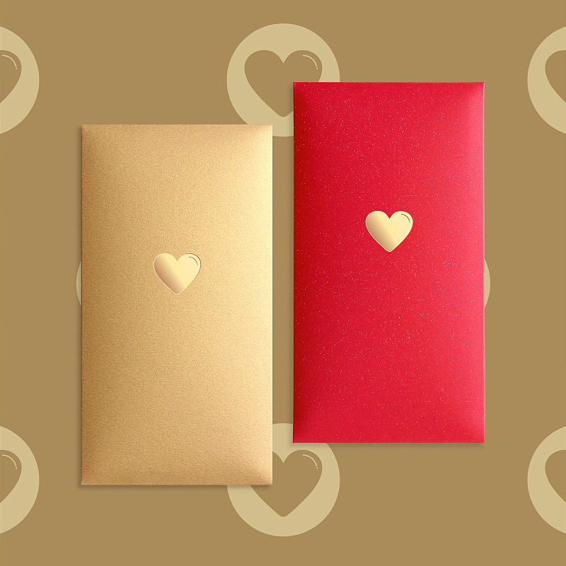 爱心红包结婚通用个性简约祝福心形利是封定制红色千元礼金袋婚礼