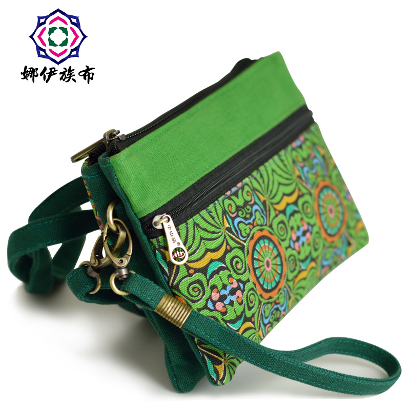 民族印花手拿斜挎钥匙零钱包