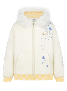 FOCK原创设计冰晶雪花连帽开衫卫衣外套女男秋冬新款宽松拉链上衣