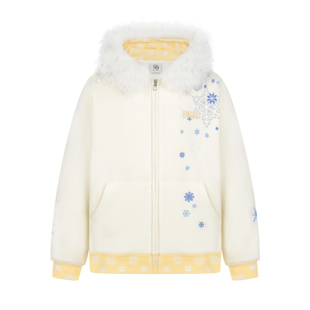 FOCK原创设计冰晶雪花连帽开衫卫衣外套女男秋冬新款宽松拉链上衣