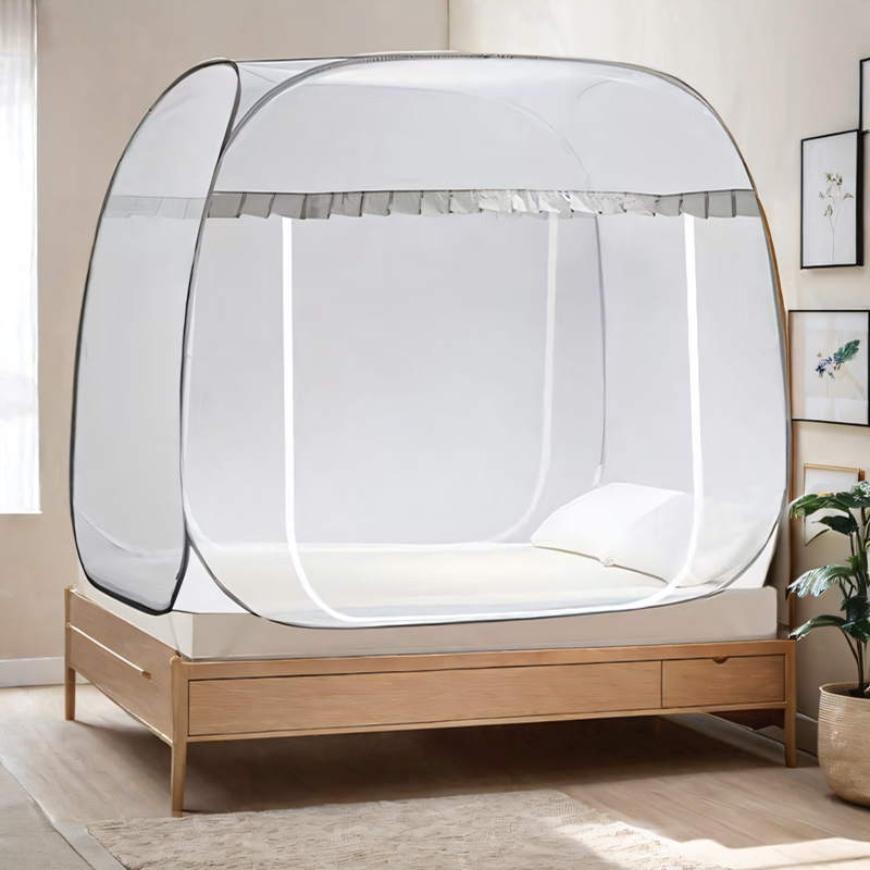 蚊帐免安装学生宿舍拉链方顶蒙古包纹帐上下铺0.9m1.2米5/8单人床