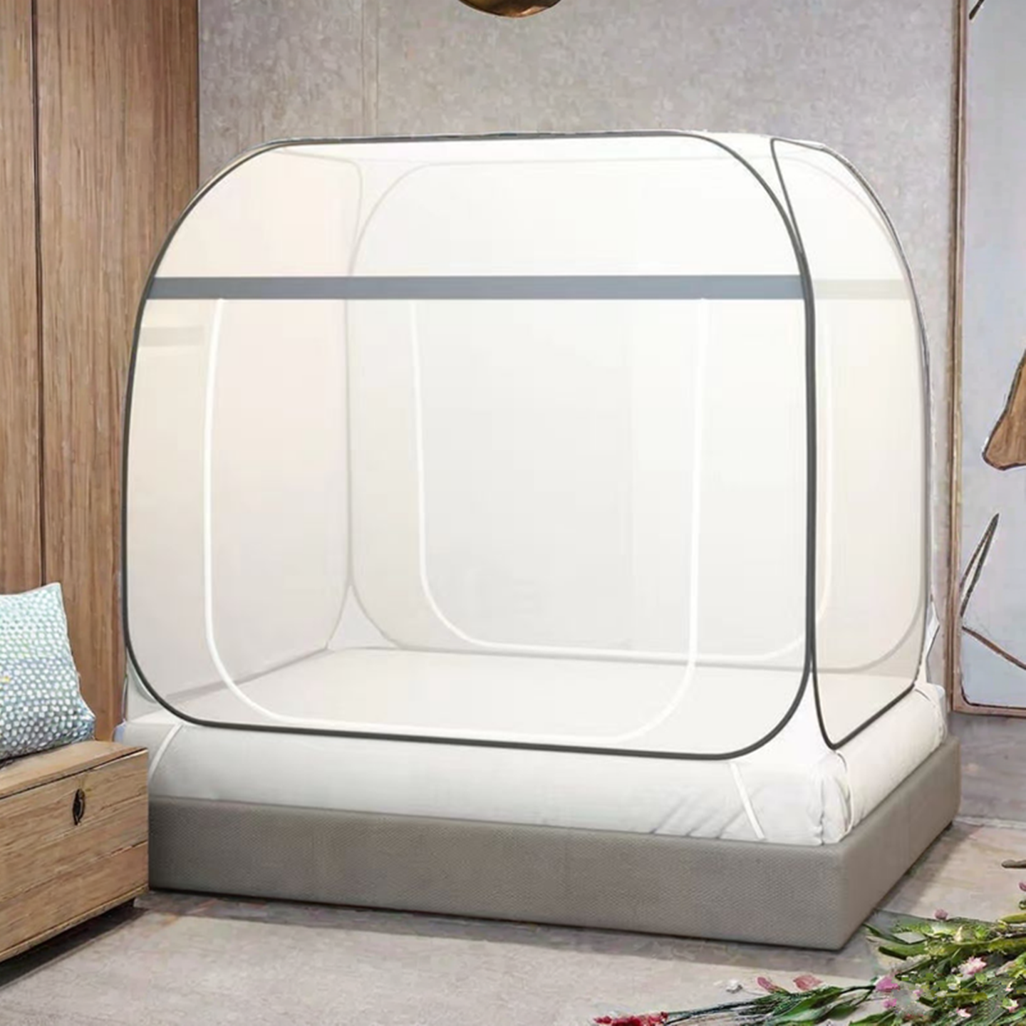 蚊帐免安装学生宿舍拉链方顶蒙古包纹帐上下铺0.9m1.2米5/8单人床,床上用品,蚊帐,淘宝优惠券,粉丝福利购,淘宝优惠卷