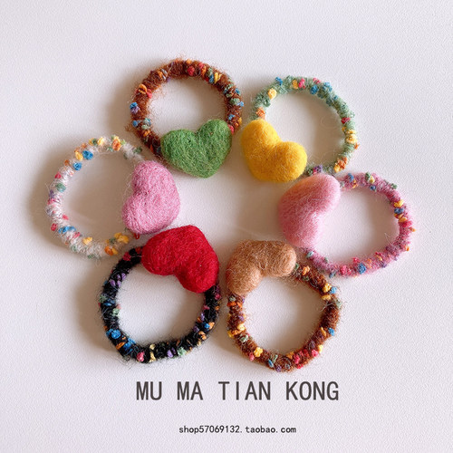 韩版彩色毛绒发圈儿童发饰