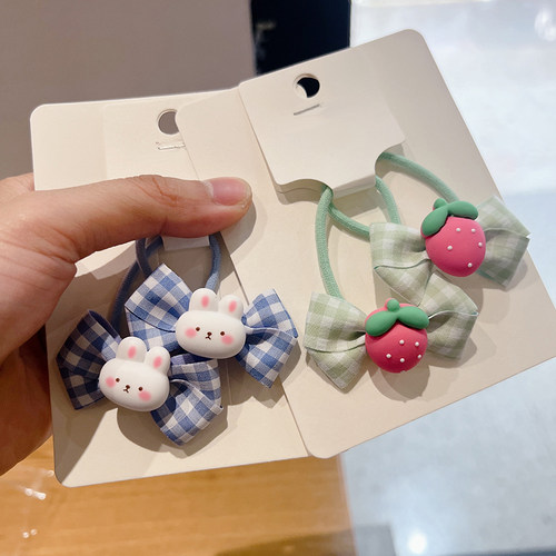 布艺兔子蝴蝶结小女孩头绳发饰