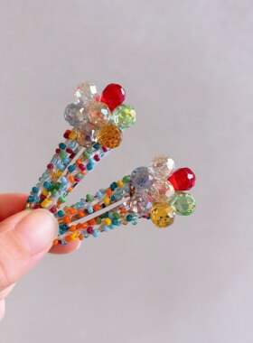 木马天空韩版彩色水晶珠女童BB夹