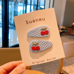 木马天空儿童发饰甜美可爱樱桃格子发夹宝宝刘海夹碎发夹侧边bb夹