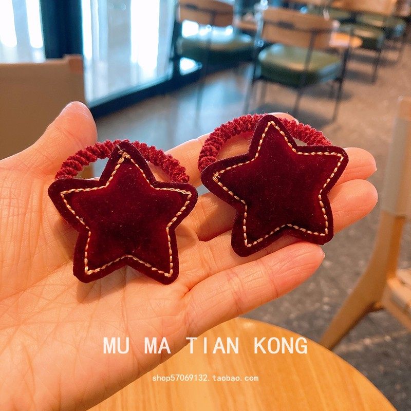 木马天空新年植绒星星发圈小女孩扎头发皮筋不伤发公主头绳发饰,童装/婴儿装/亲子装,发饰,淘宝优惠券,粉丝福利购,淘宝优惠卷