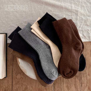 儿童袜子冬女童羊毛袜加绒加厚保暖冬款羊绒毛圈袜中长筒男童袜子