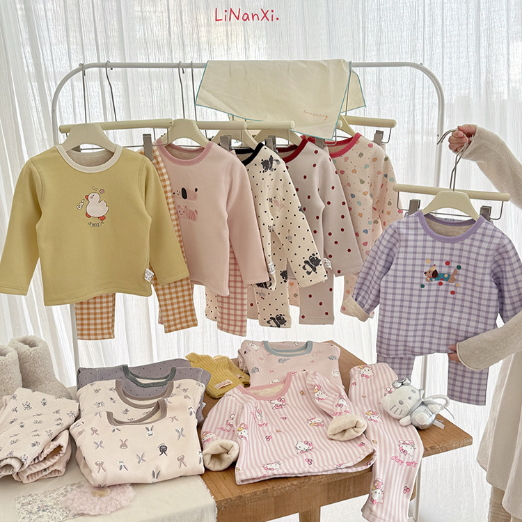 儿童内衣套装女童秋衣秋裤纯棉女孩睡衣中大童全棉加绒德秋冬保暖